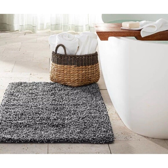 Casaluna Cotton Looped 40x24" Bath Rug Mélange Machine Washable GRAY NEW - Picture 1 of 4